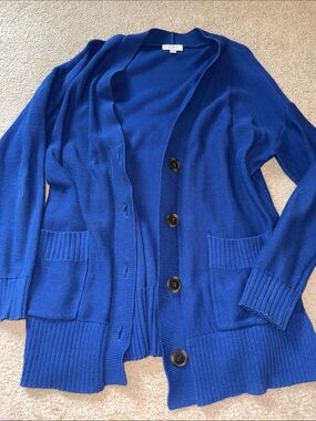 LOFT Royal Blue Button-Front Cardigan